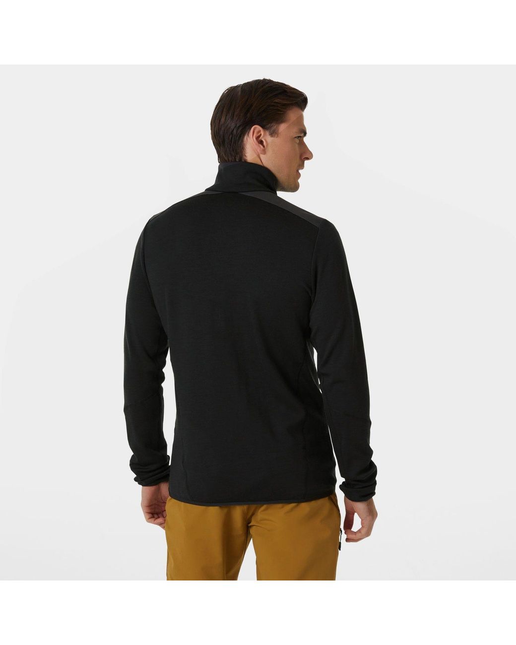 Helly Hansen Black Lifa Merino Wool Midlayer Half Zip for men