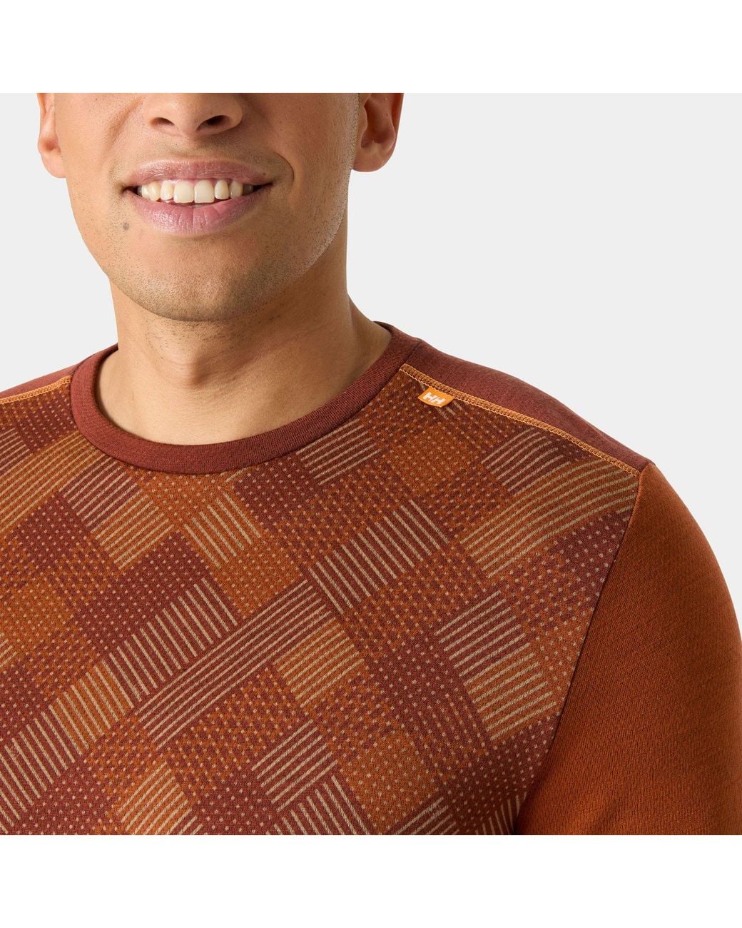 Helly Hansen Brown Lifa Merino Midweight Crew Base Layer for men