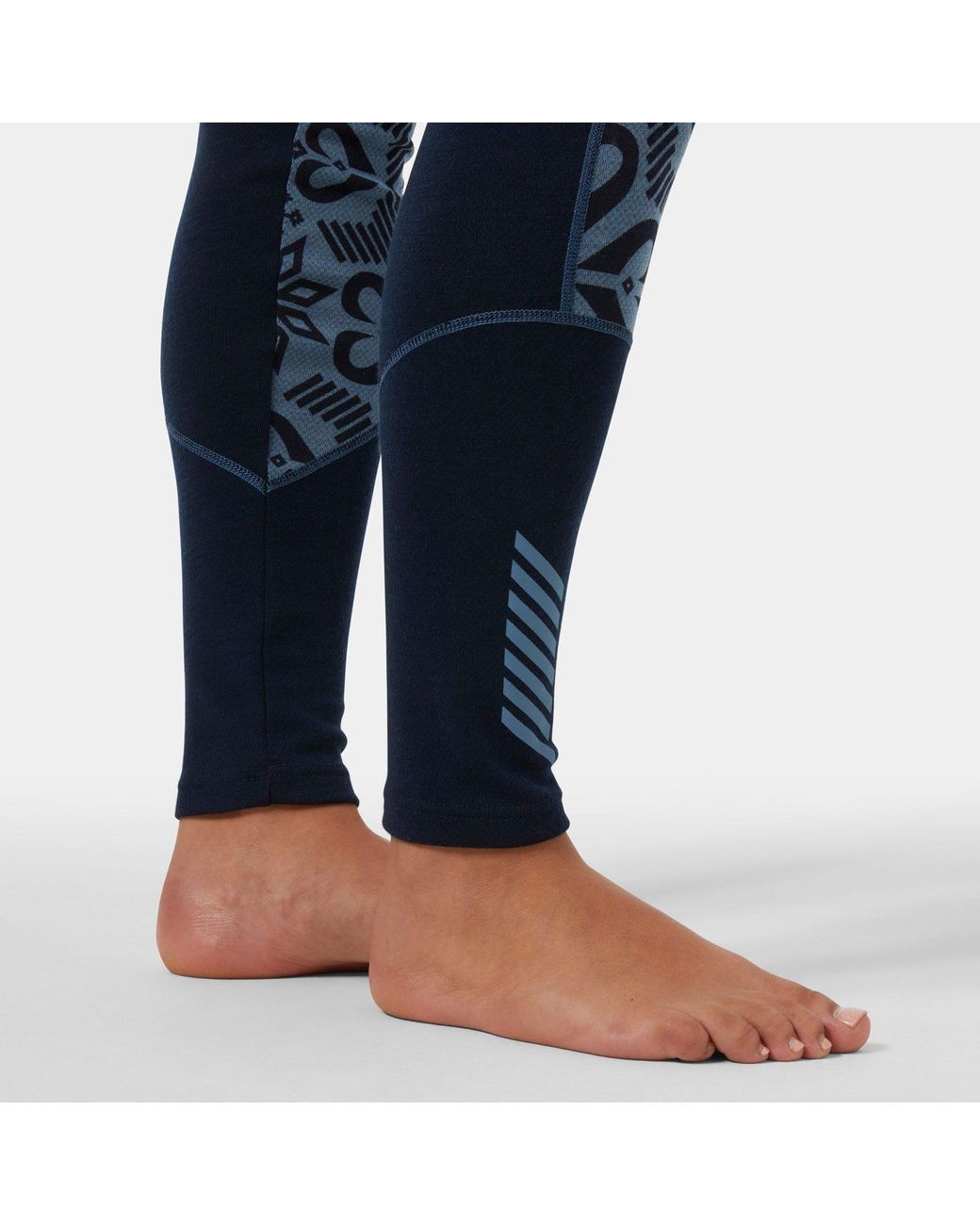 Helly Hansen Blue Lifa Merino Midweight Graphic Base Layer Pants
