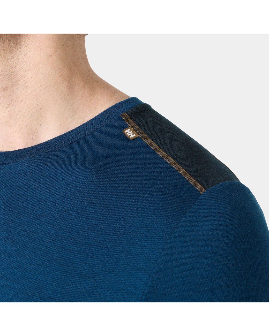 Helly Hansen Blue Lifa Merino Midweight Crew Base Layer for men
