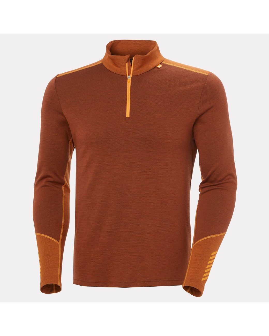 Helly Hansen Brown Lifa Merino Midweight Half-Zip Base Layer for men