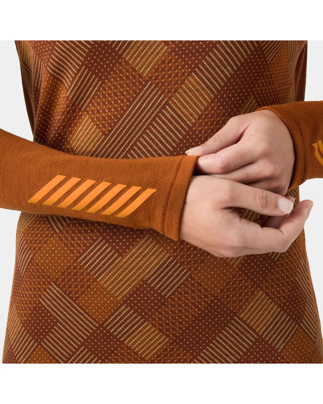 Helly Hansen Brown Lifa Merino Midweight Graphic Long-Sleeve Crew Base Layer