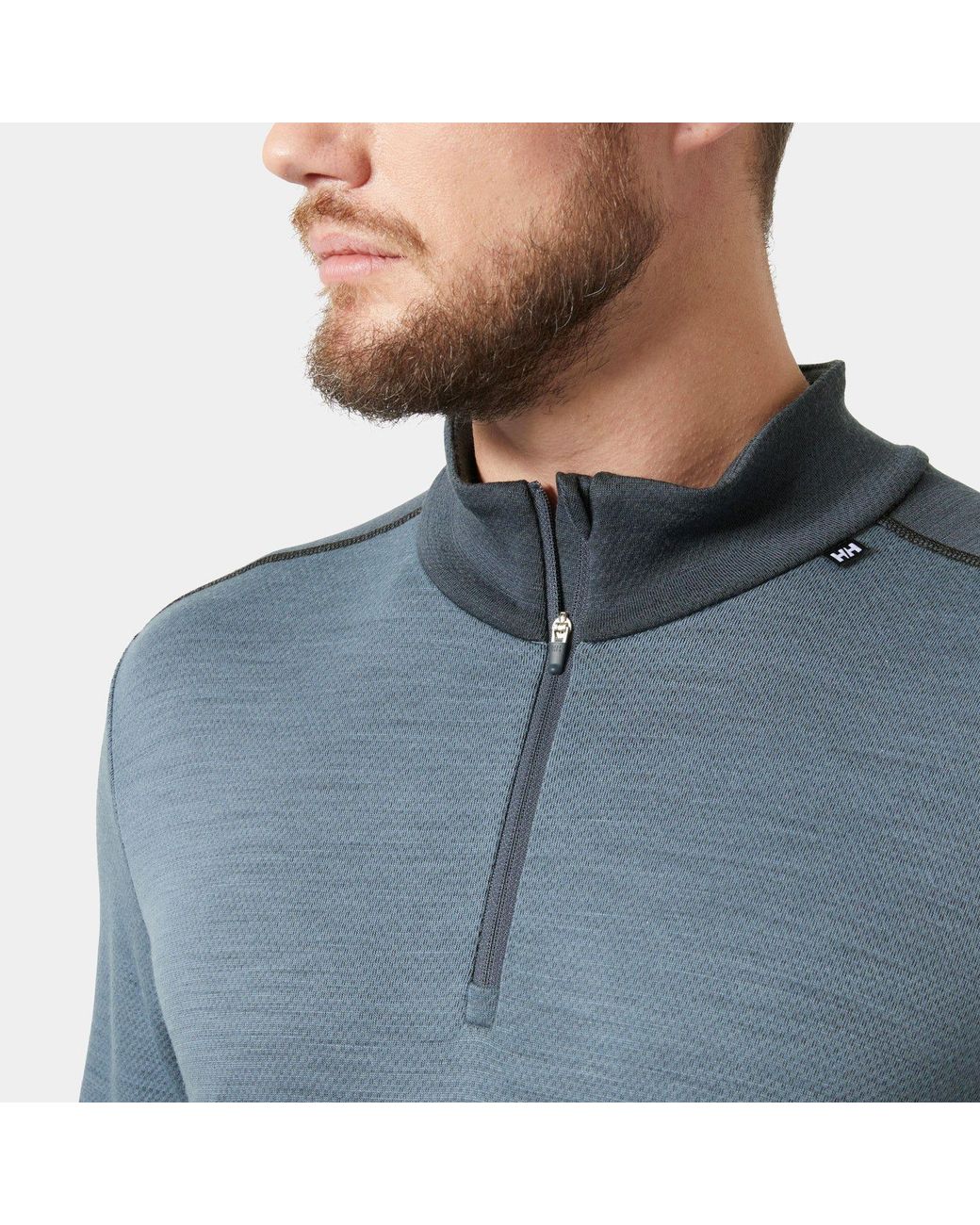 Helly Hansen Blue Lifa Merino Midweight Half-Zip Base Layer for men