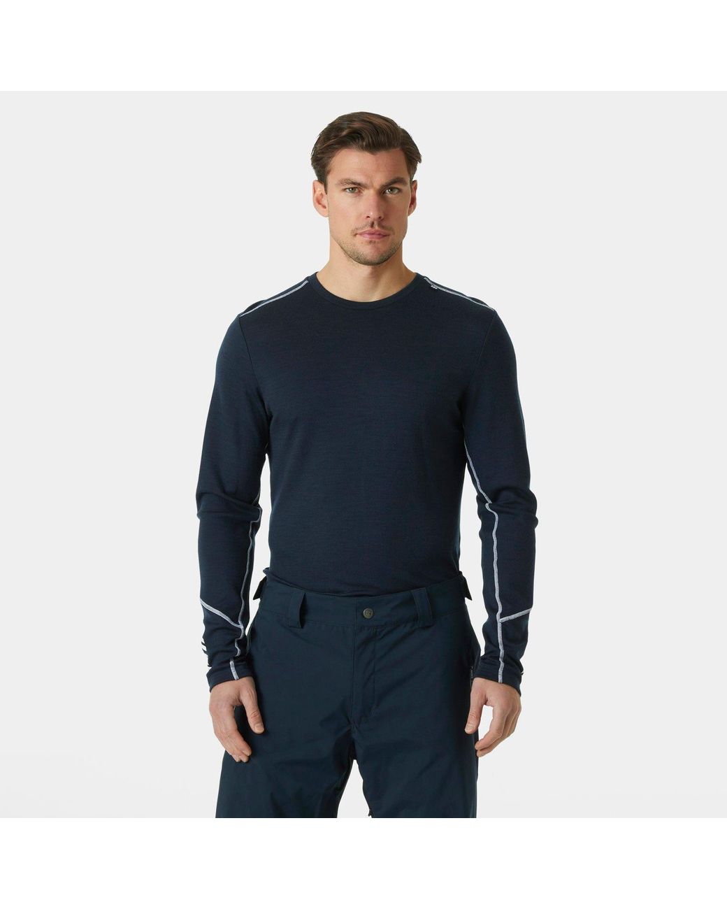 Helly Hansen Blue Lifa Merino Midweight Crew Base Layer for men