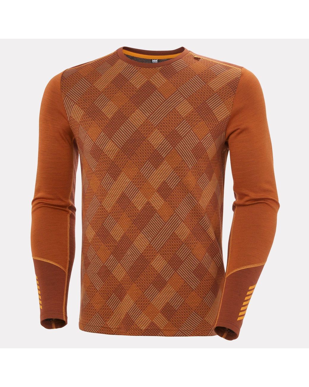Helly Hansen Brown Lifa Merino Midweight Crew Base Layer for men