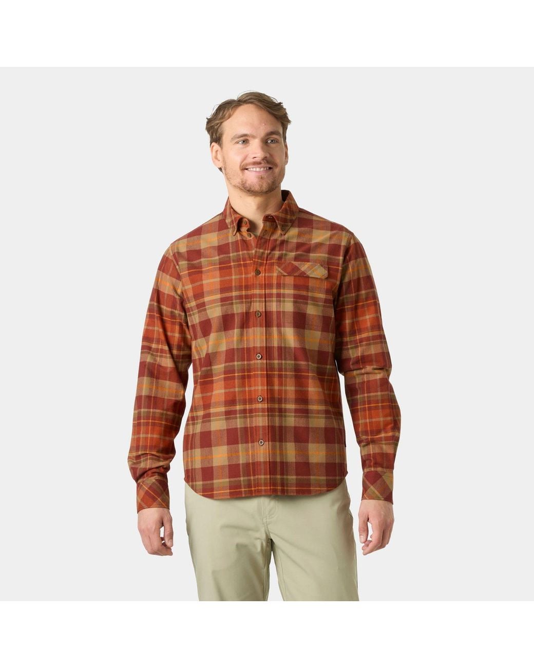 Helly Hansen Brown Classic Check Long Sleaves Flannel Shirt for men