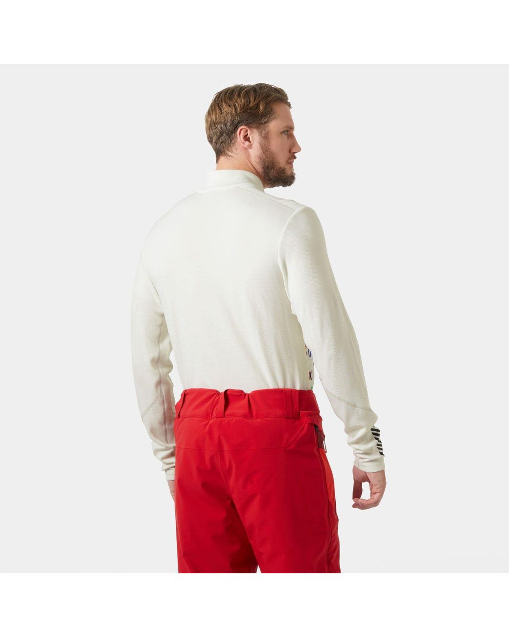 Helly Hansen Red Lifa Merino Midweight Half-Zip Base Layer for men