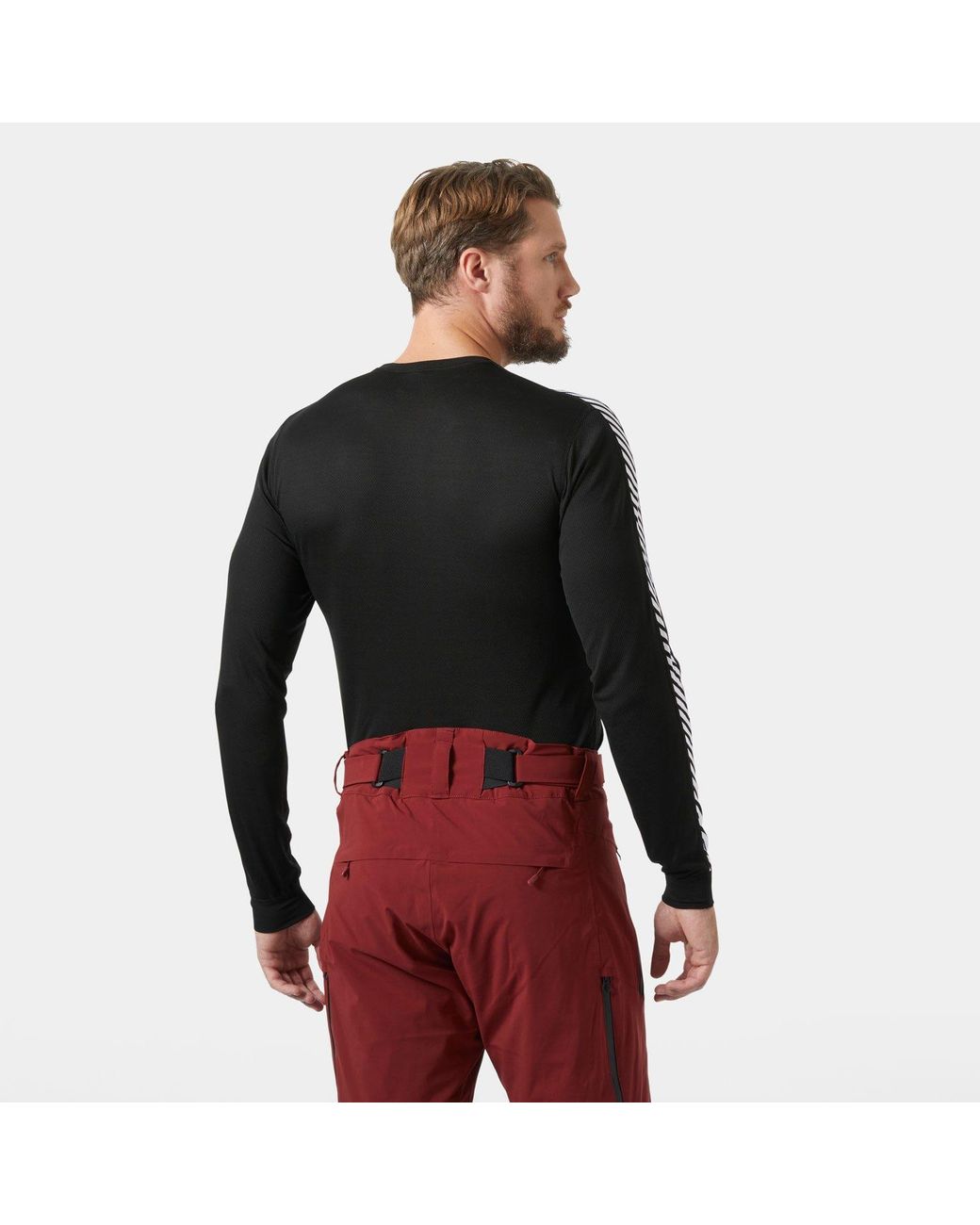 Helly Hansen Red Lifa Stripe Long Sleeve Crew Base Layer for men