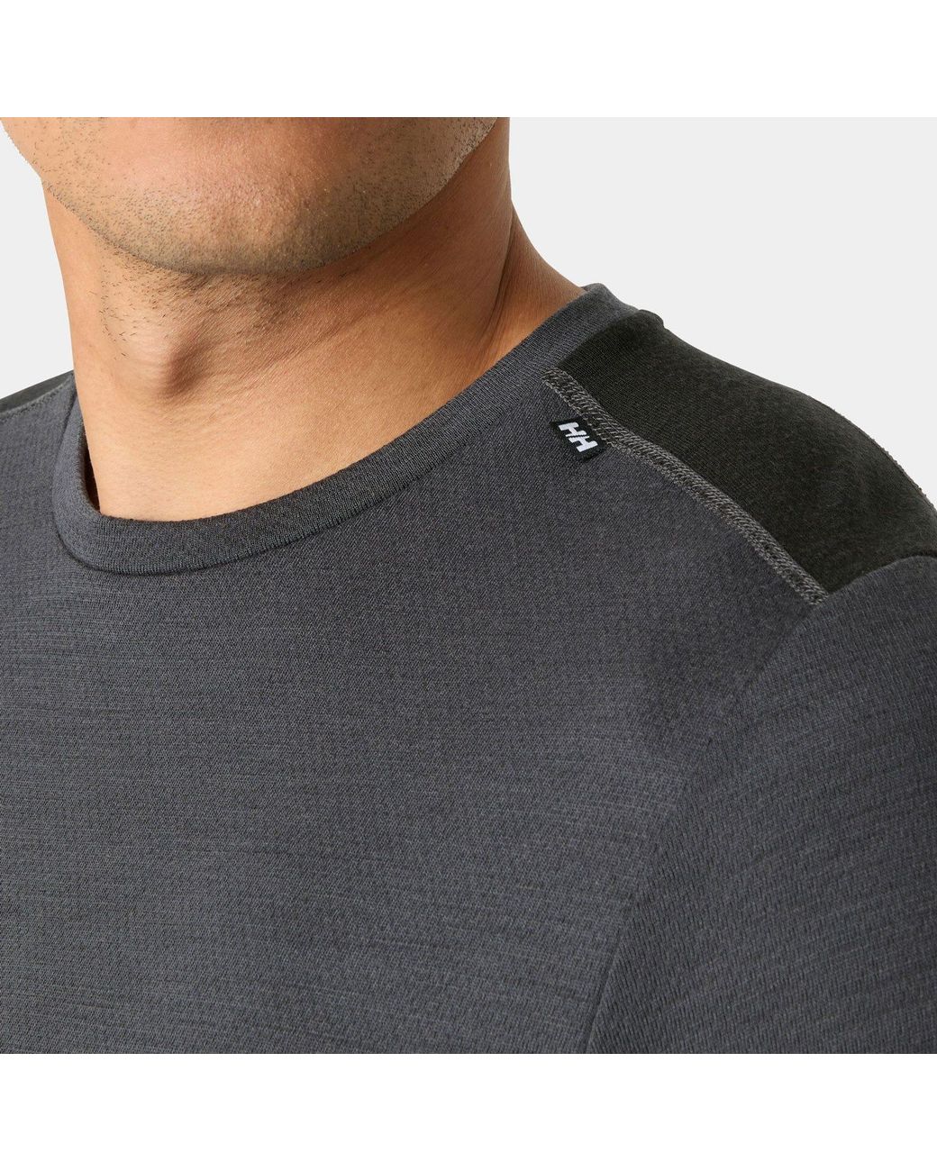 Helly Hansen Gray Lifa Merino Midweight Crew Base Layer for men