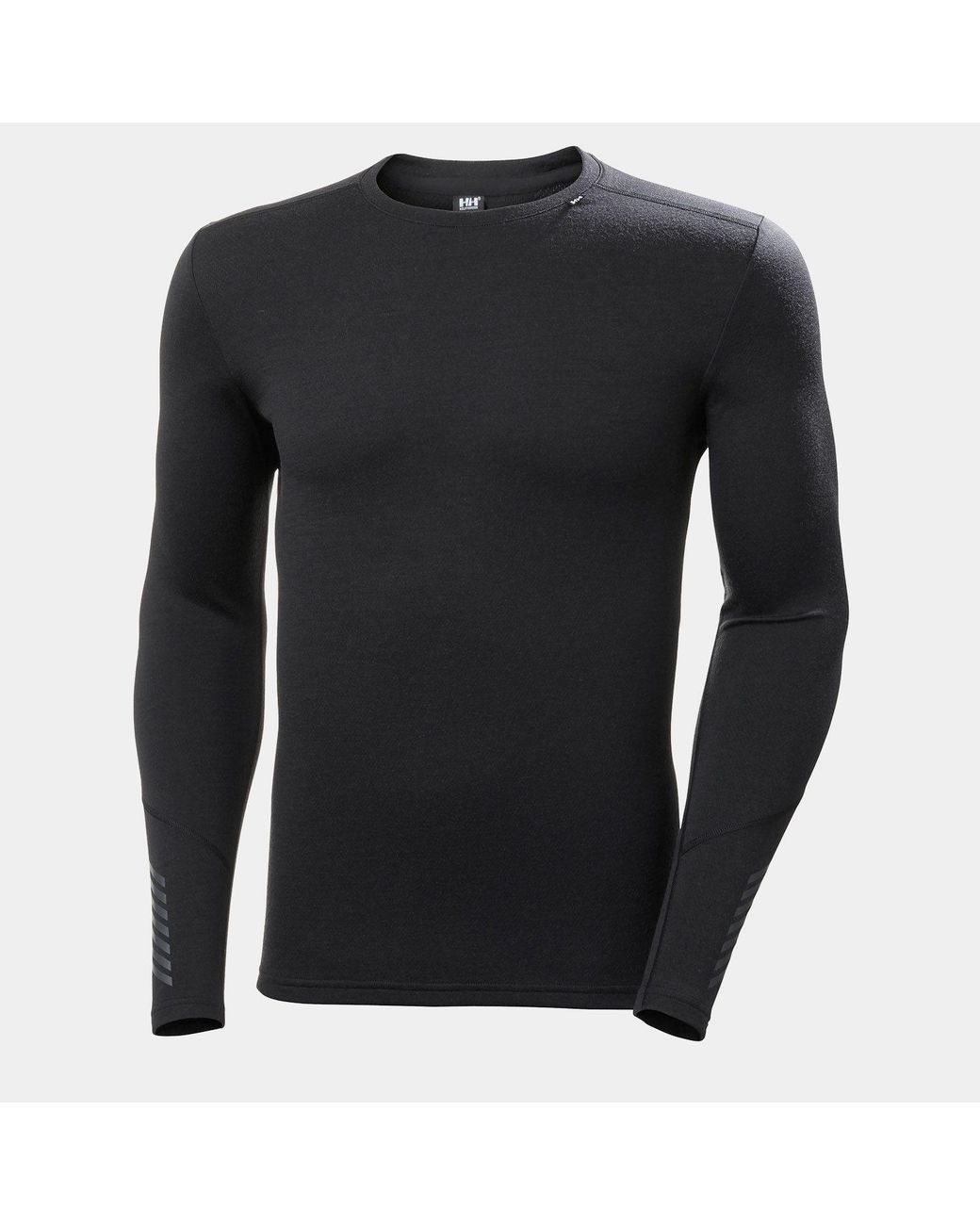 Helly Hansen Black Lifa Merino Midweight Crew Base Layer for men