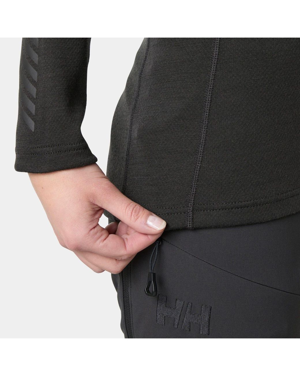 Helly Hansen Black Lifa Merino Midweight Crew Base Layer