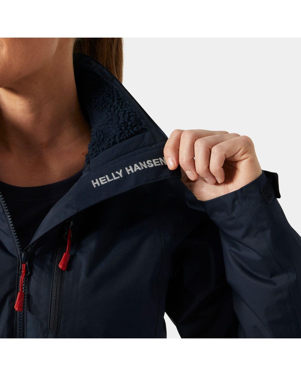 Crew Hooded Pile Jacket Mujer Helly Hansen de color Blue