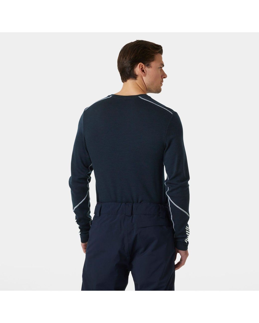 Helly Hansen Blue Lifa Merino Midweight Crew Base Layer for men