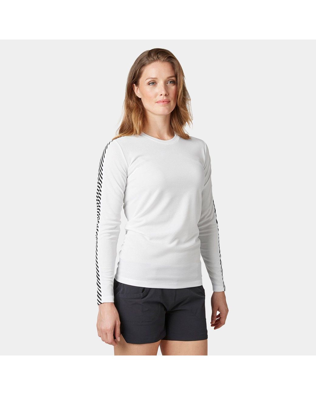 Helly Hansen White Lifa Long Sleeve Crew Base Layer