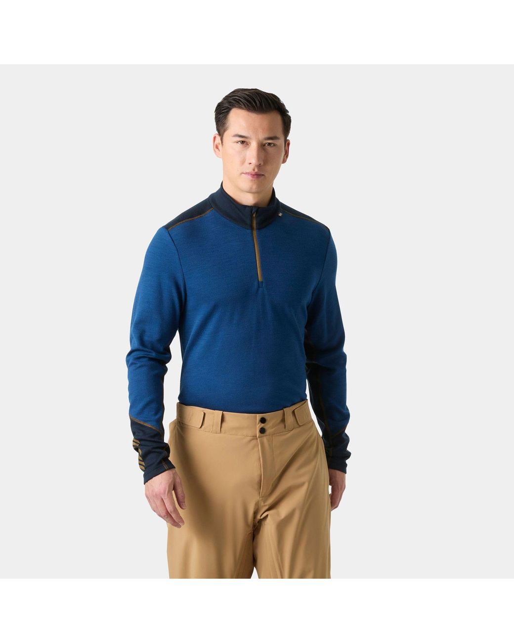 Helly Hansen Blue Lifa Merino Midweight Half-Zip Base Layer for men