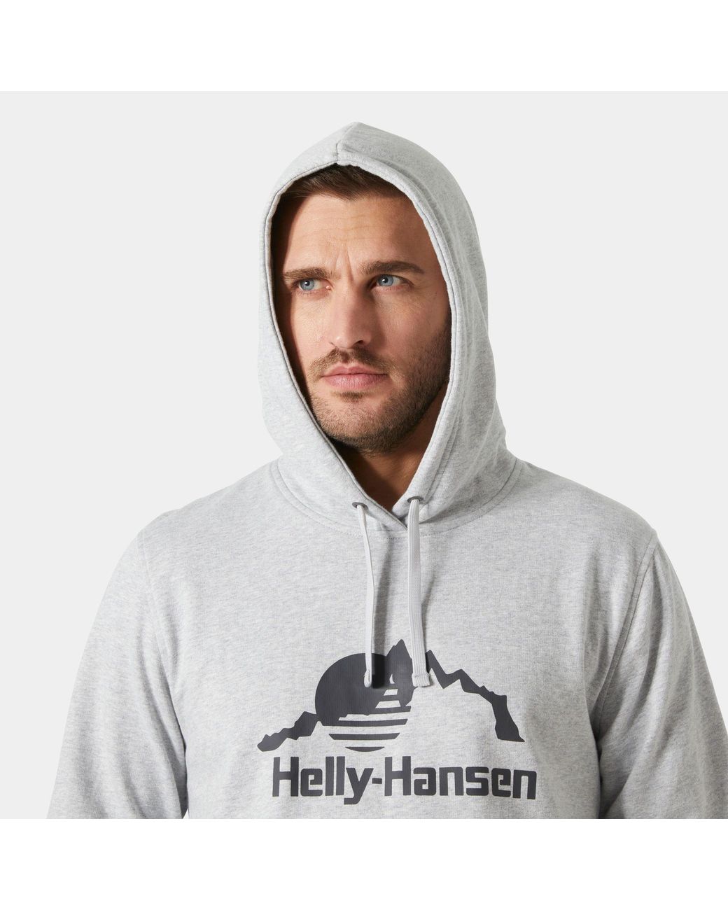 Helly Hansen Gray Nord Graphic Pull Over Hoodie for men