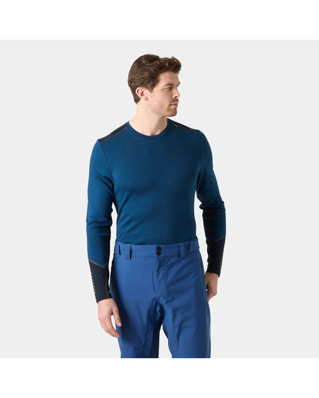 Helly Hansen Blue Lifa Merino Midweight Crew Base Layer for men