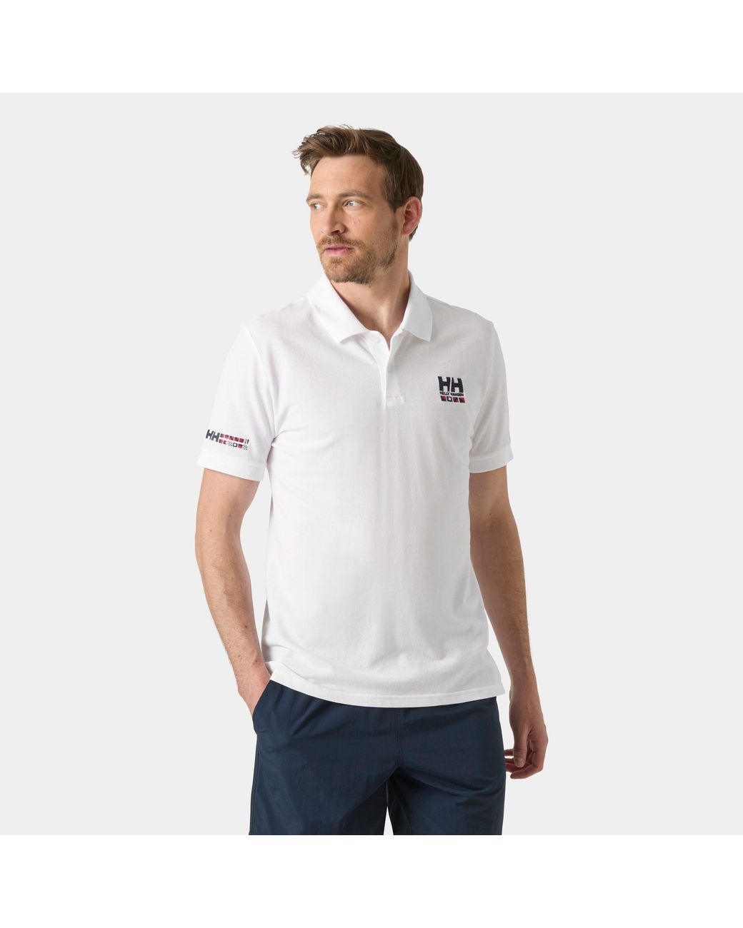 Helly Hansen White Messina Graphic Fitted Polo for men