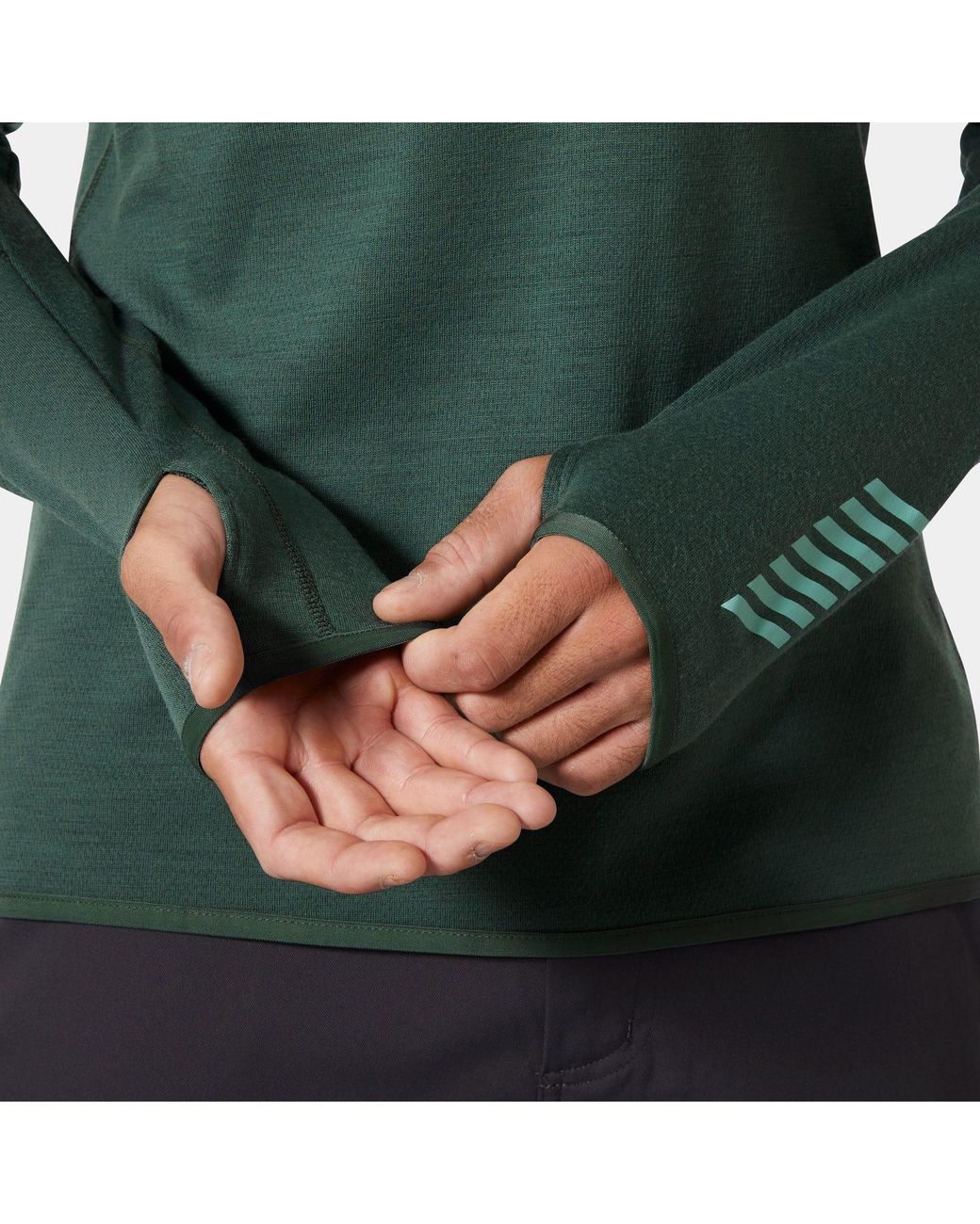 Helly Hansen Green Lifa Merino Wool Midlayer Half Zip for men