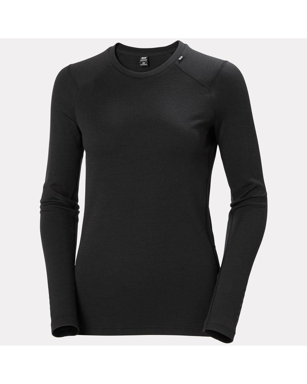 Helly Hansen Black Lifa Merino Midweight Crew Base Layer