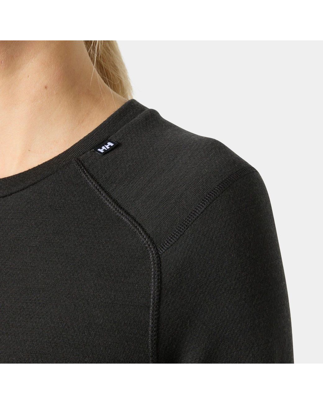 Helly Hansen Black Lifa Merino Midweight Crew Base Layer