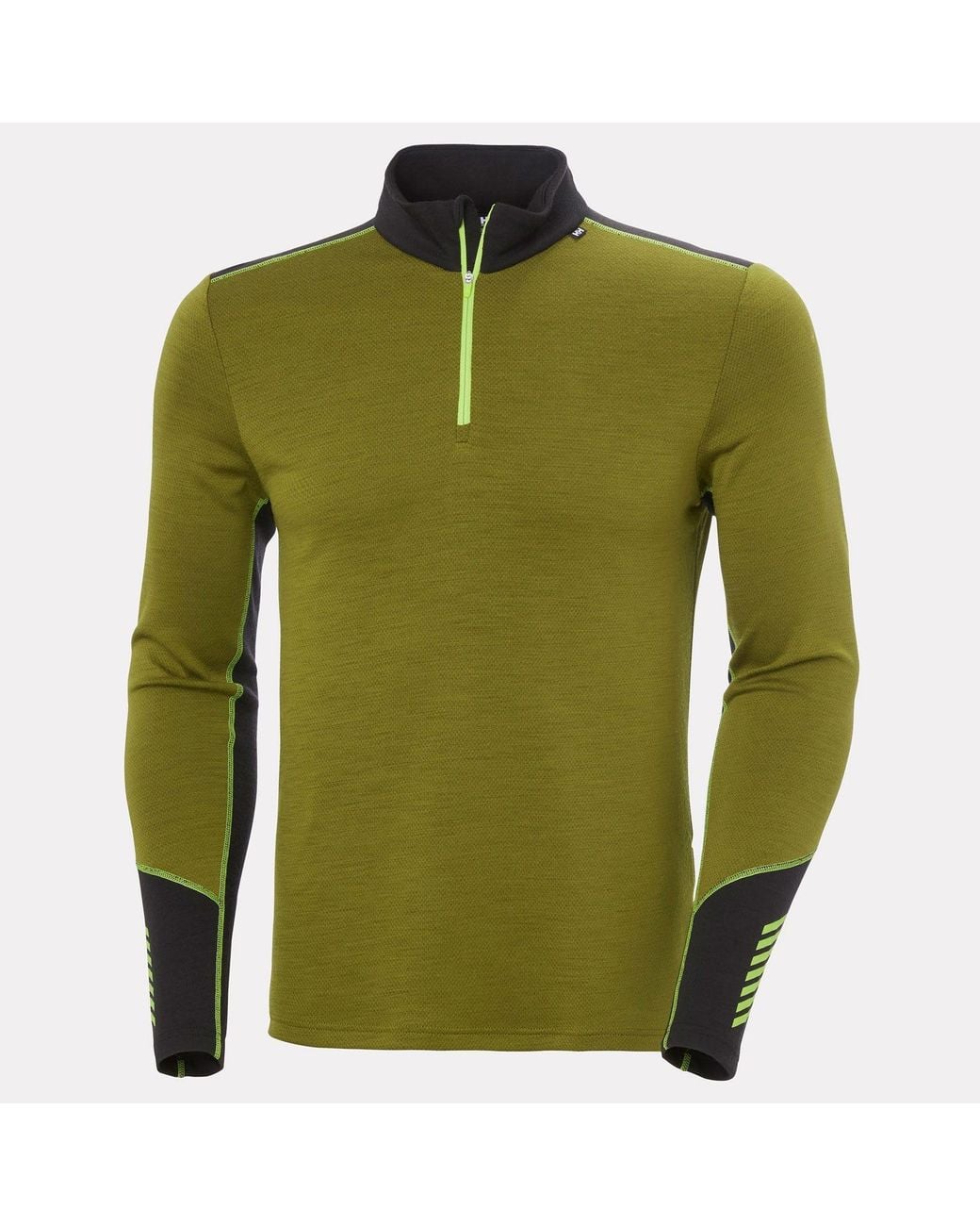 Helly Hansen Green Lifa Merino Midweight 1/2 Zip Base Layer for men