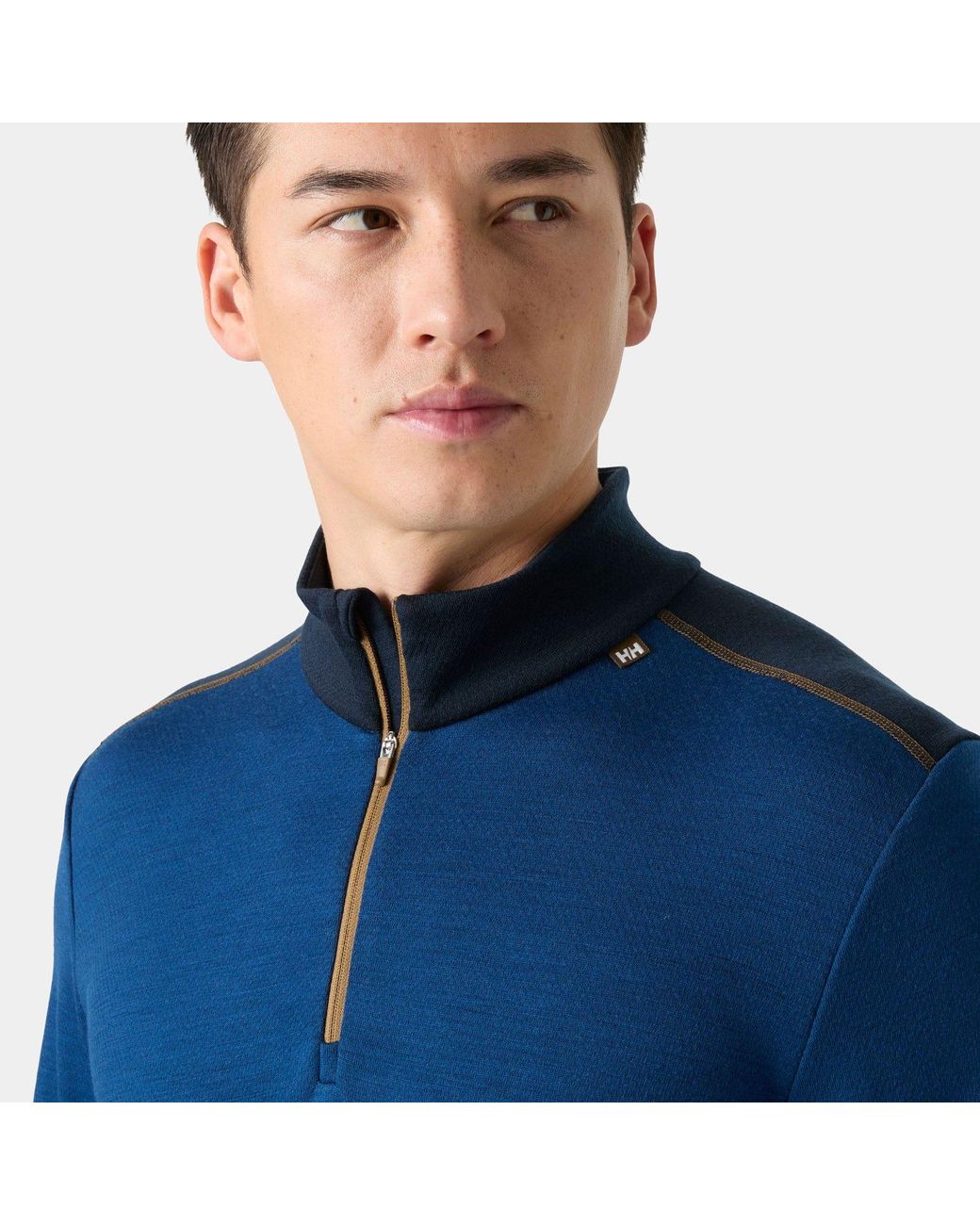 Helly Hansen Blue Lifa Merino Midweight Half-Zip Base Layer for men