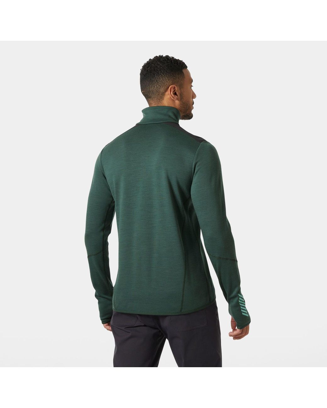 Helly Hansen Green Lifa Merino Wool Midlayer Half Zip for men