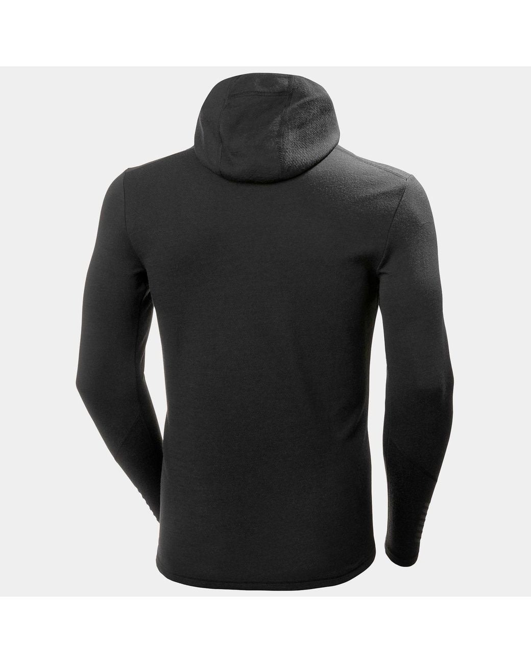 Helly Hansen Black Lifa Merino Midweight 2-In-1 Base Layer Hoodie for men