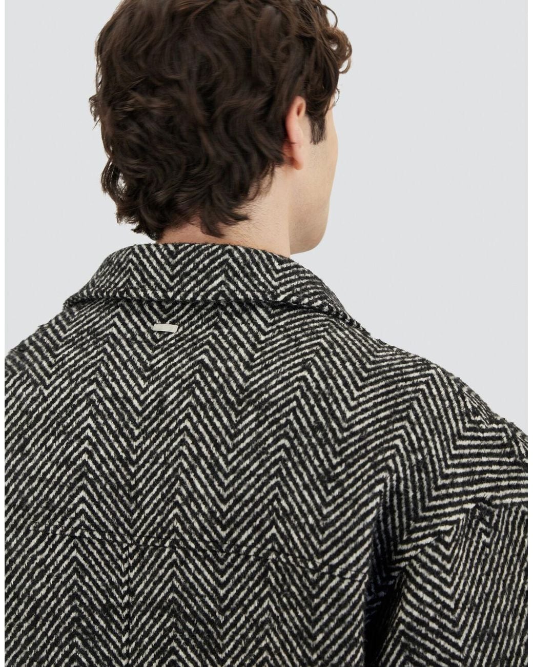 Herno Gray Herringbone R-Wool Coat for men