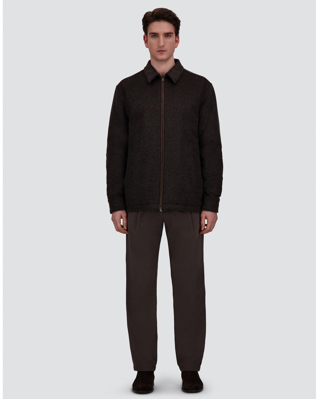 Herno Black Cashmere Cloth, Mohair And Suede-Effect Shacket for men