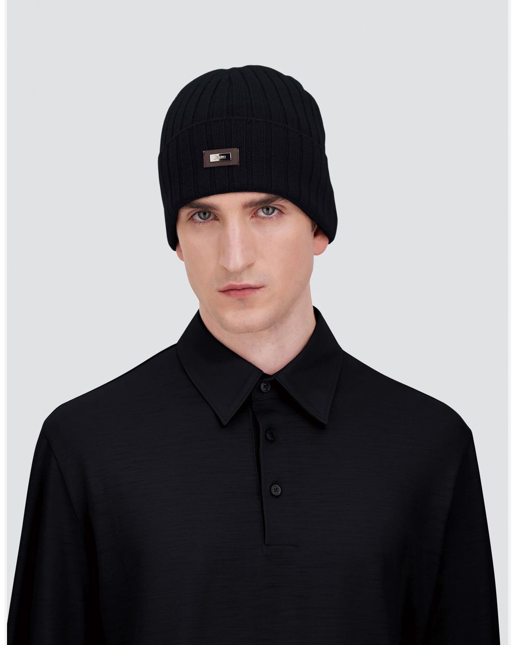 Herno Blue English Rib Cashmere Beanie for men