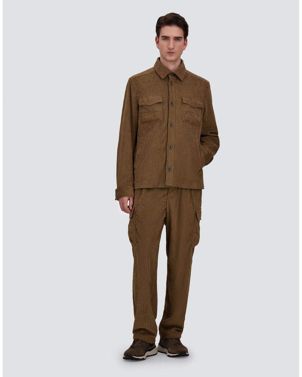 Herno Natural Corduroy Cargo Trousers for men