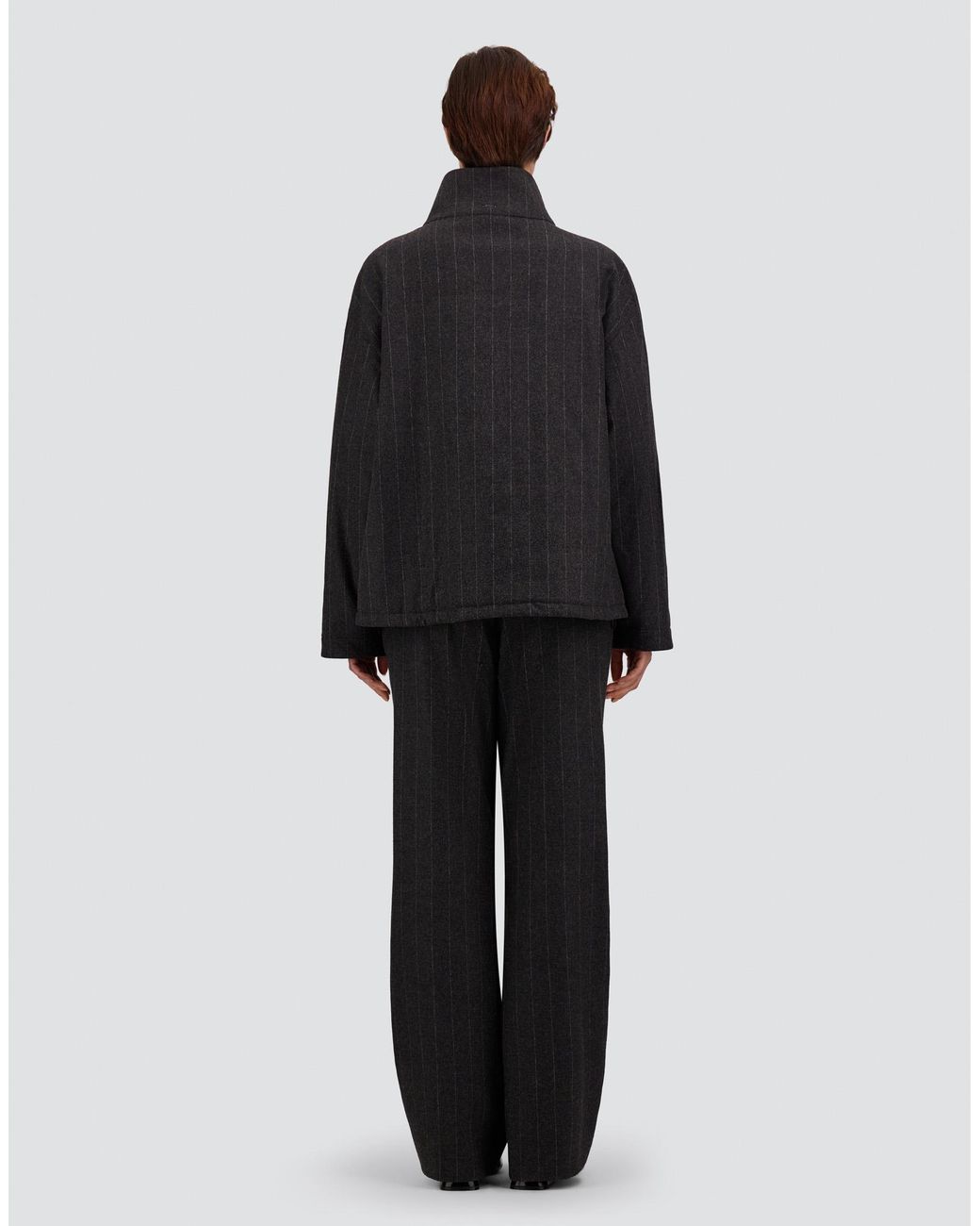 Herno Gray Pinstriped Stretch Wool Trousers