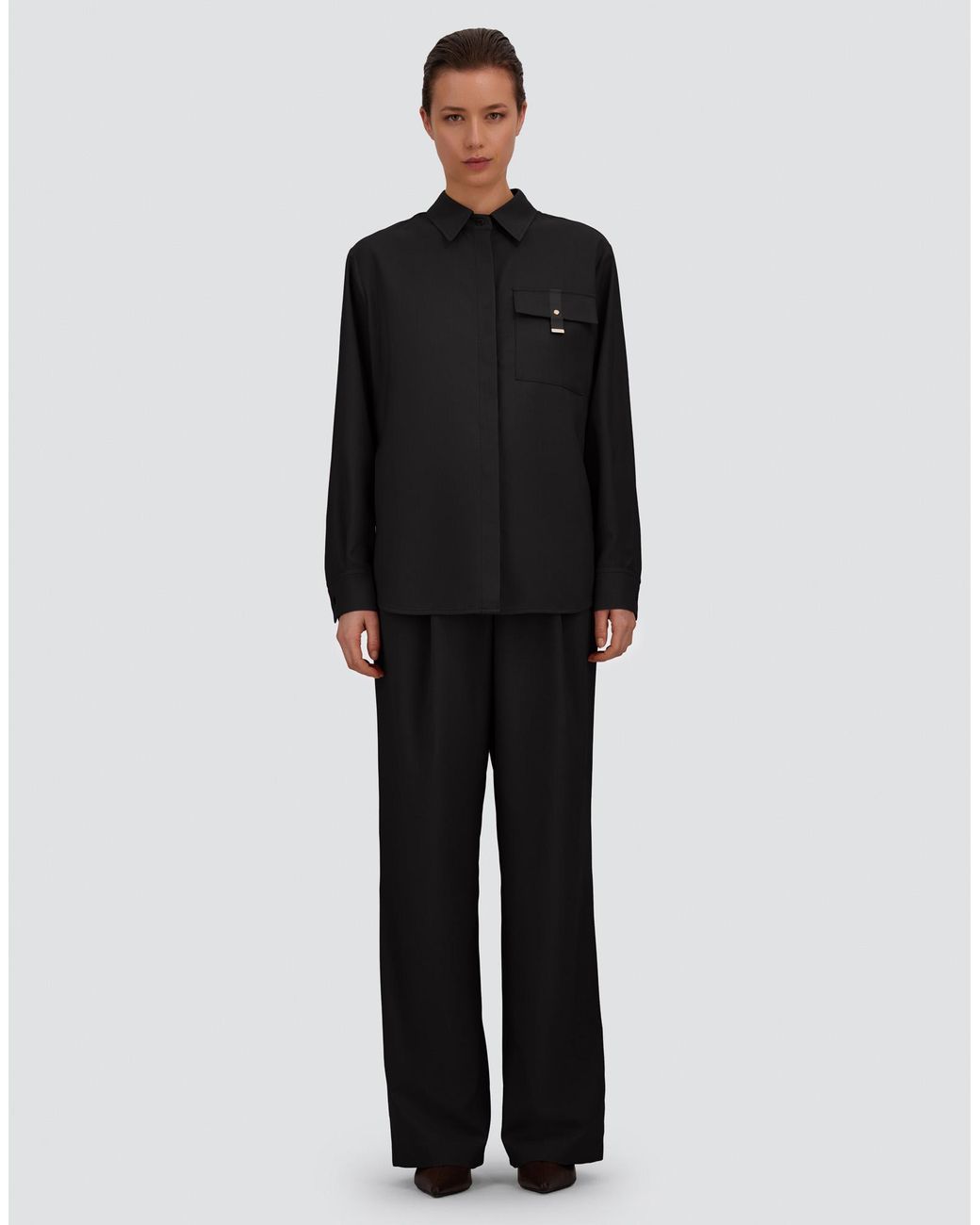 Herno Black Flannel Touch Trousers