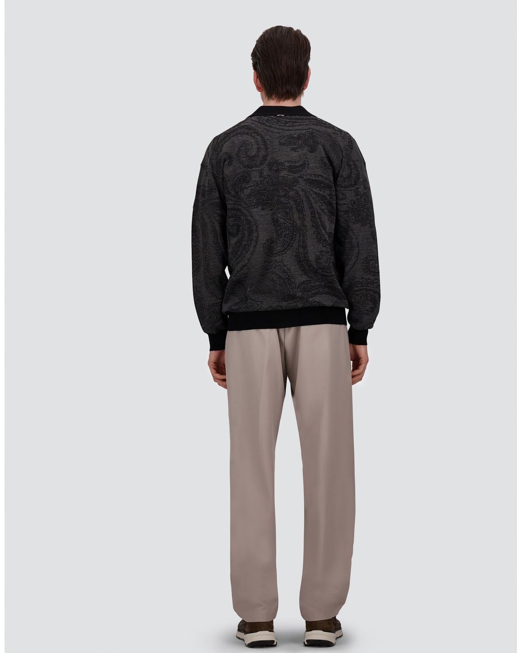 Herno Blue Wool Jacquard Cardigan With Paisley Motif for men