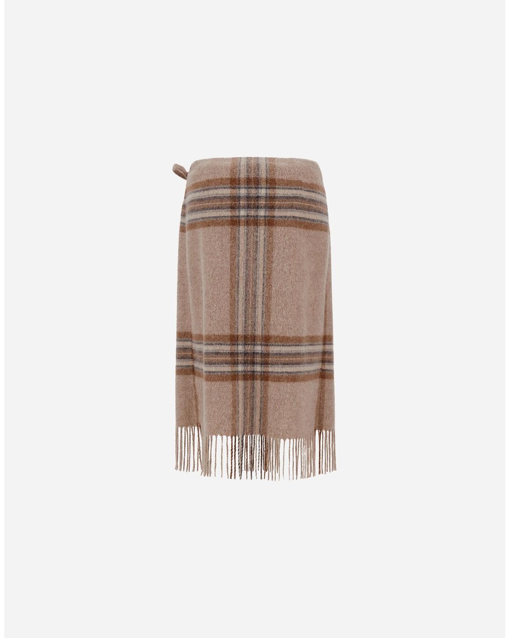 Herno Natural Alpaca Skirt With Check Pattern