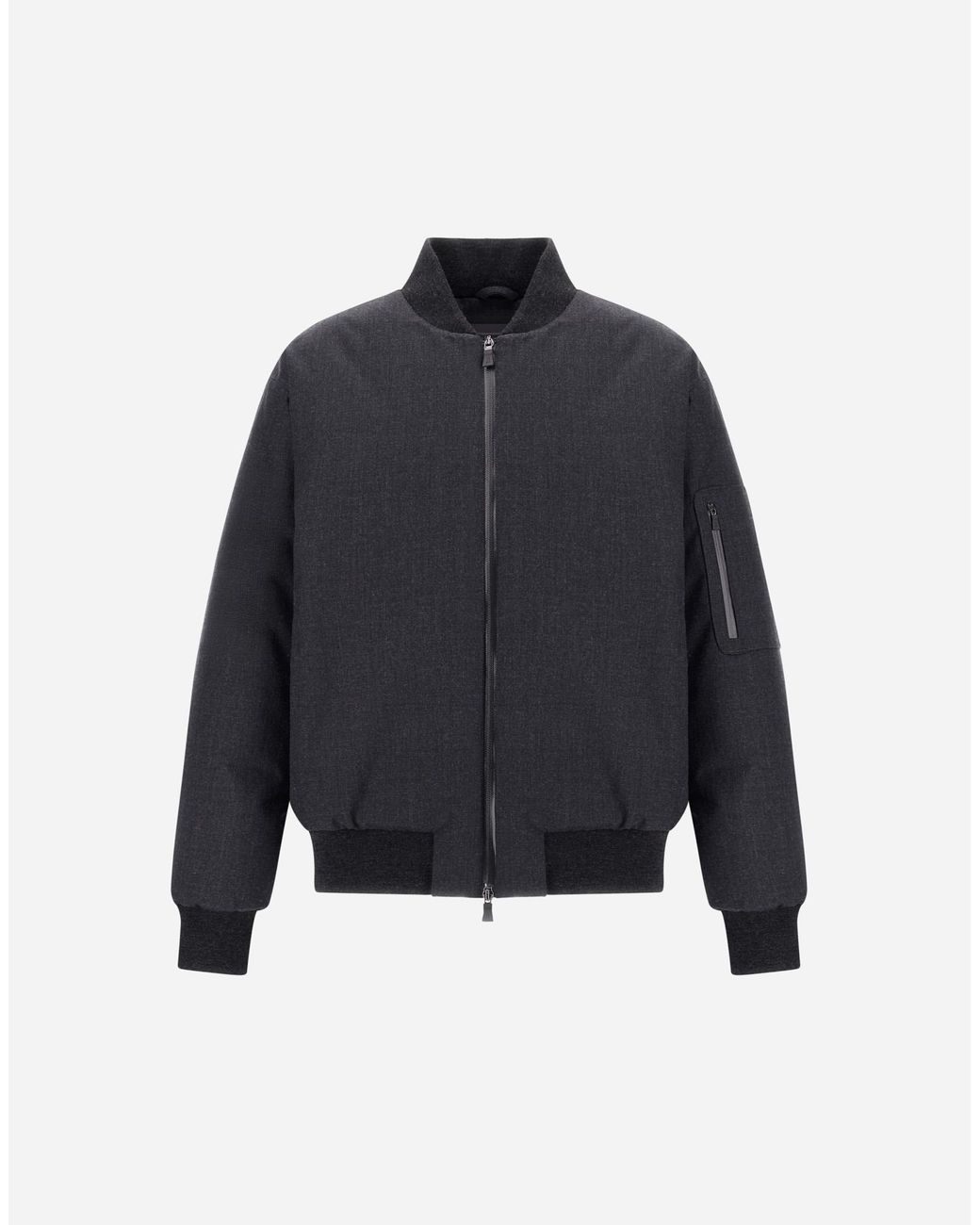Herno Blue Flannel Bomber Jacket With Waterproof Membrane for men