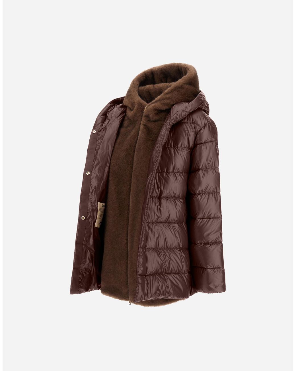 Herno Brown Nylon Ultralight And Melange Mink-Effect Jacket