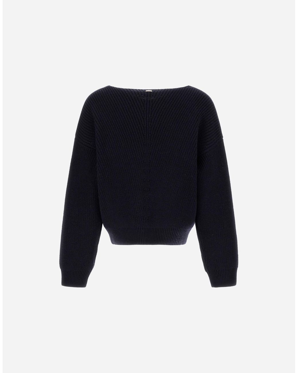 Herno Blue Wool Sweater With Raised Knit