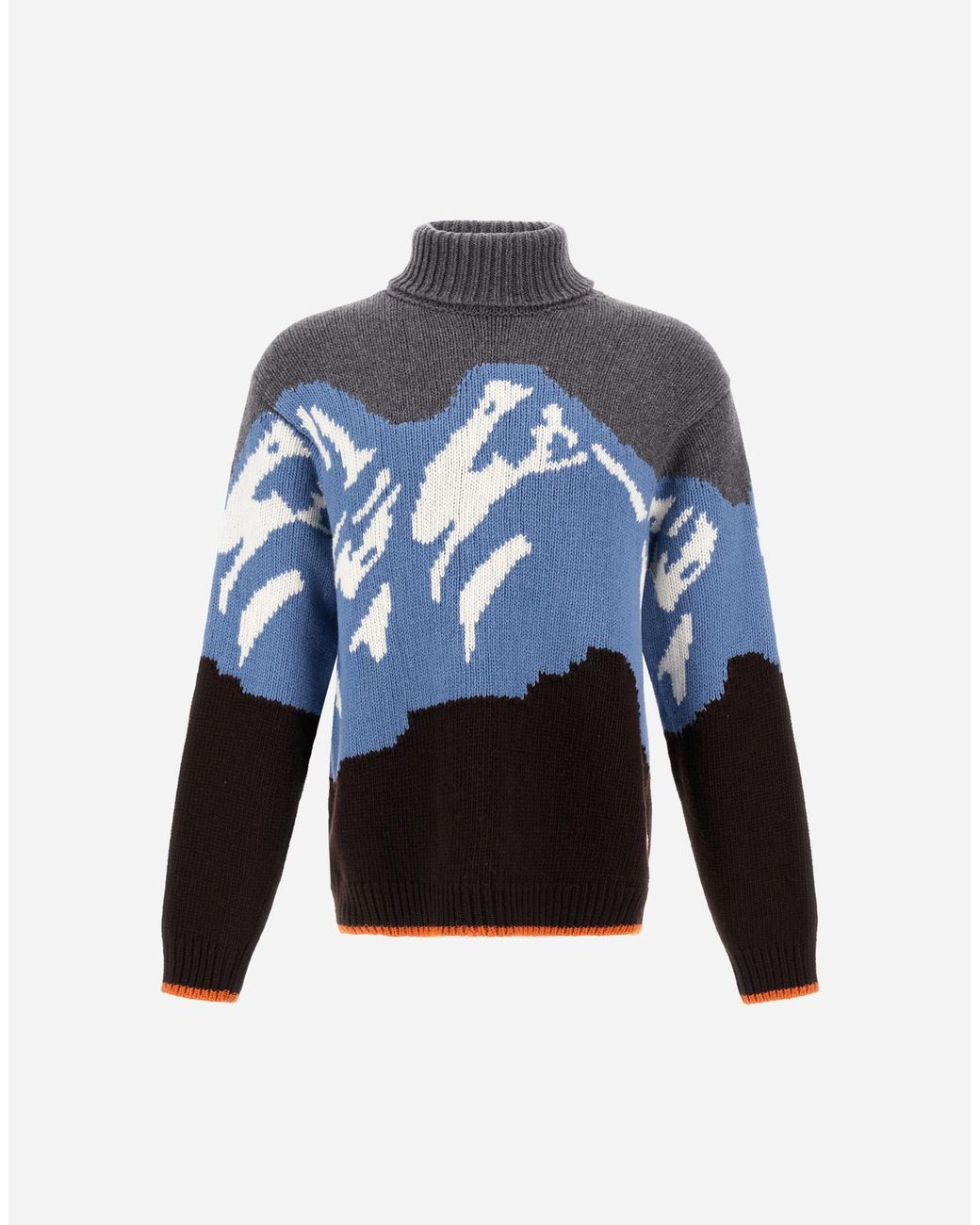 Herno Blue Wool Jacquard Roll-Neck Jumper With Graphic Motif for men
