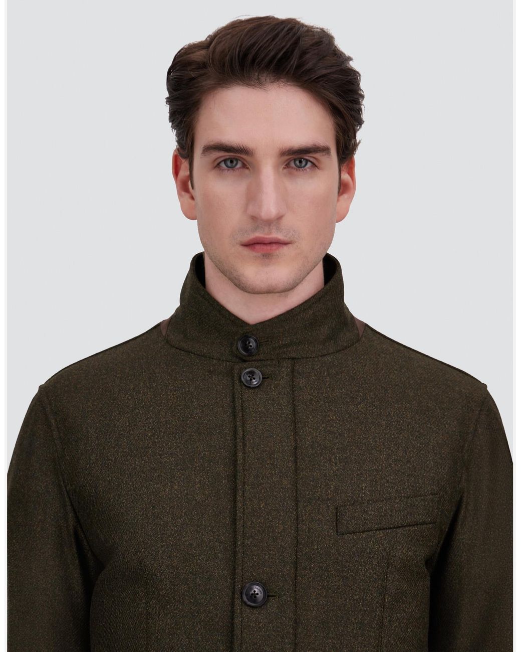 Herno Green Wool, Silk And Suede Effect Jacket for men