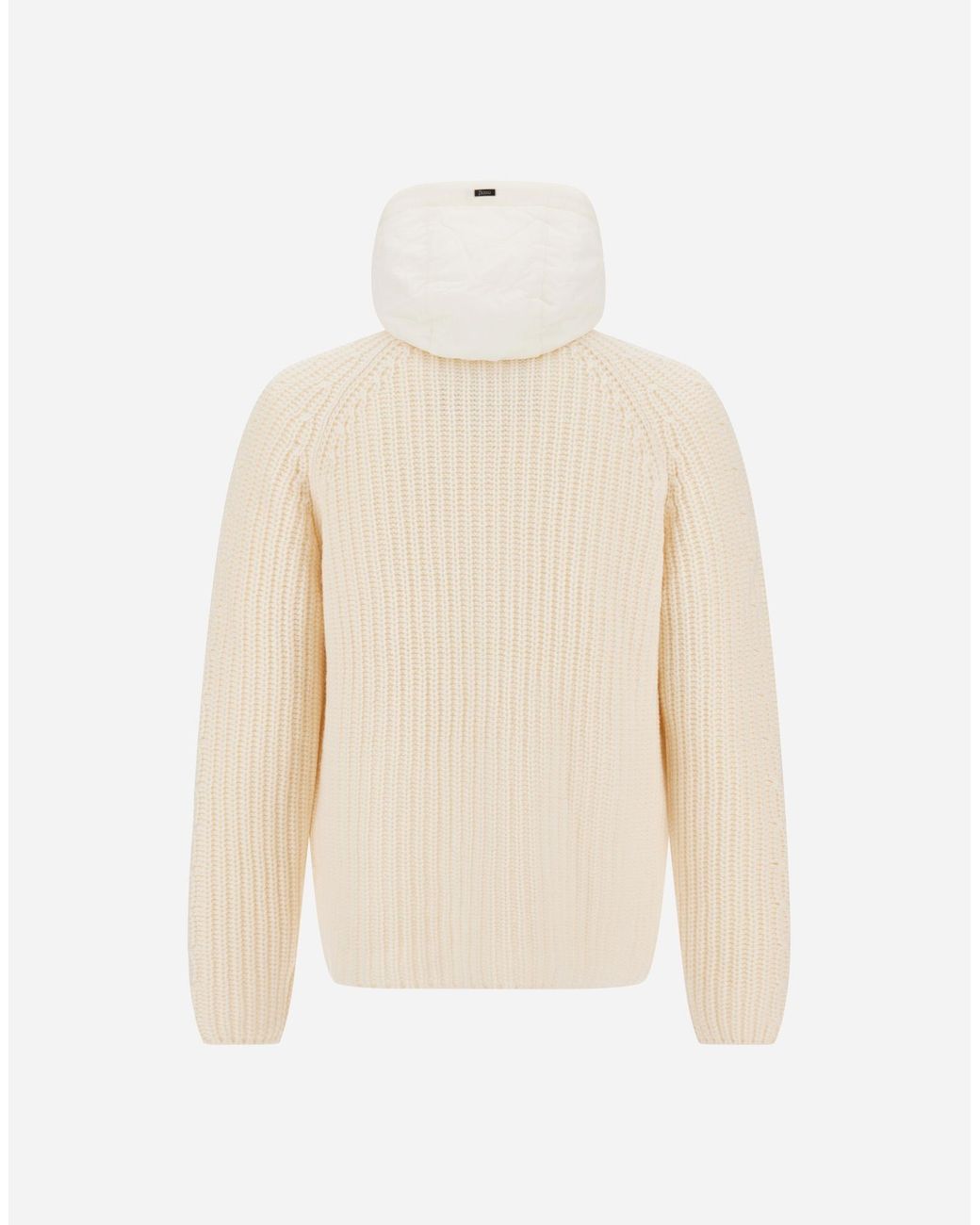 Herno White Wool Jacket With Raised Texture And Cable-Knit Detailing for men
