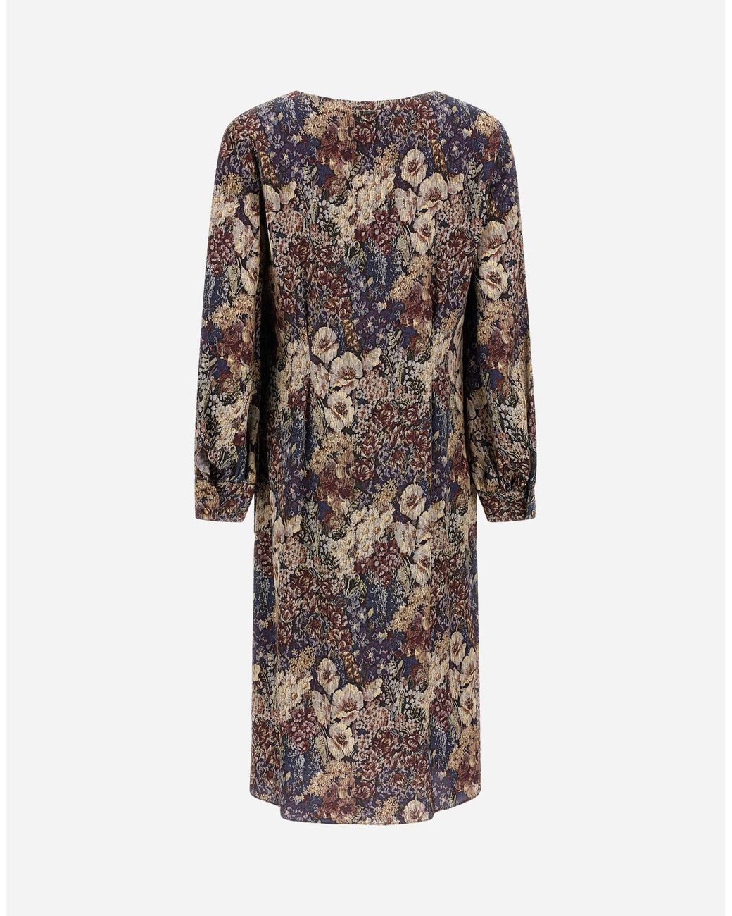 Herno Blue Satin Dress With Floral Print