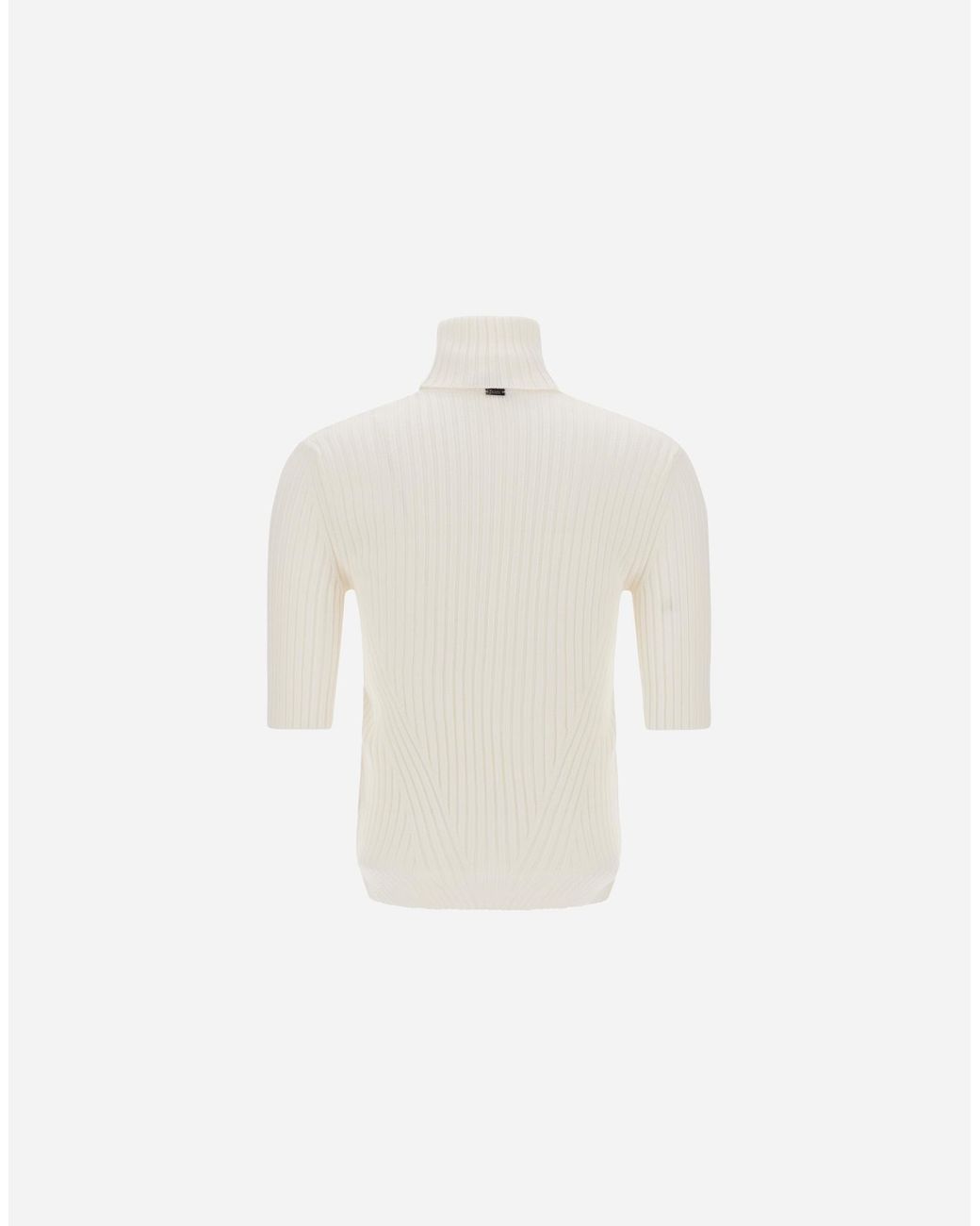 Herno White Ribbed Wool Turtleneck