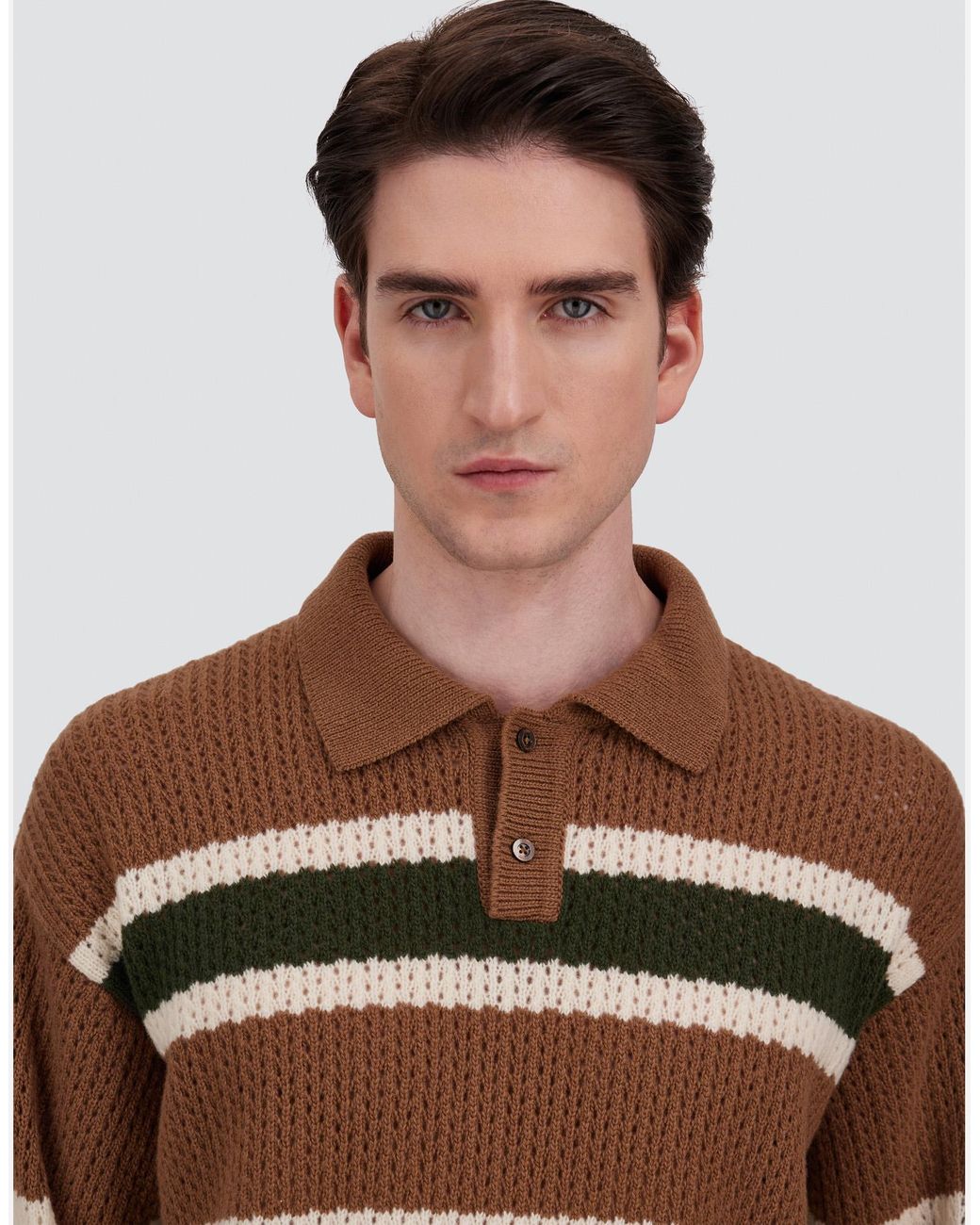 Herno Multicolor Wool Polo Shirt With Openwork Knit for men