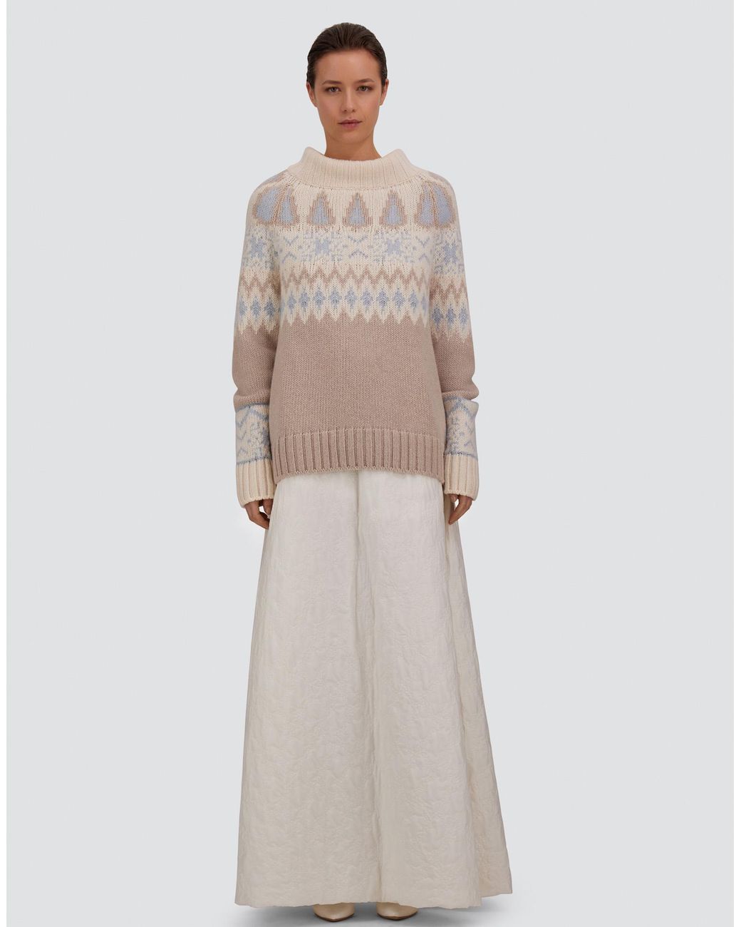 Herno White Mohair Jumper With Norwegian Pattern
