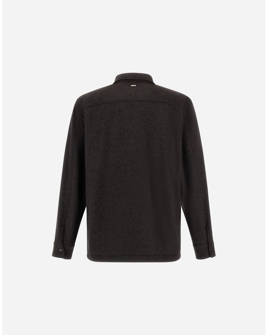 Herno Black Cashmere Cloth, Mohair And Suede-Effect Shacket for men