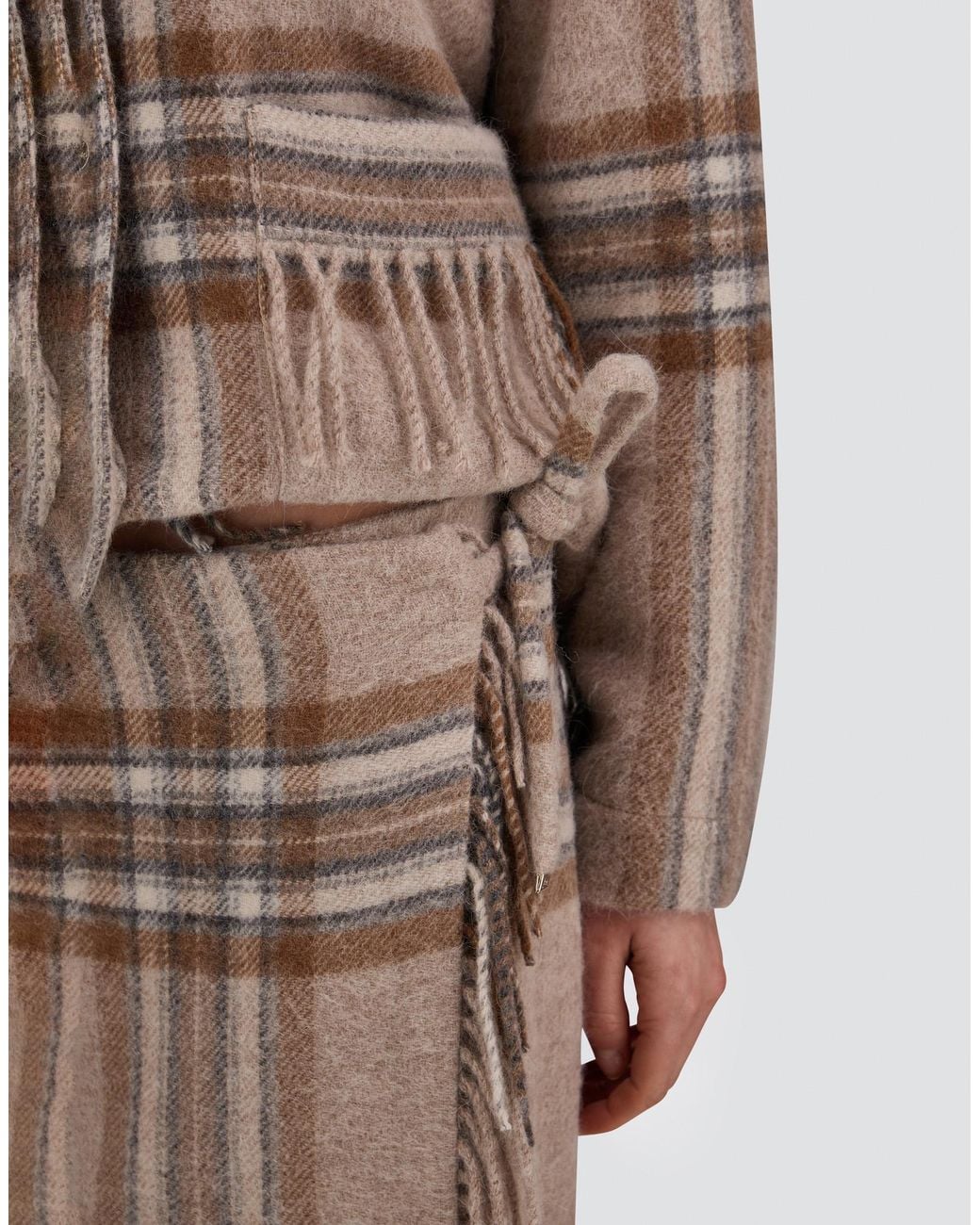 Herno Natural Alpaca Skirt With Check Pattern