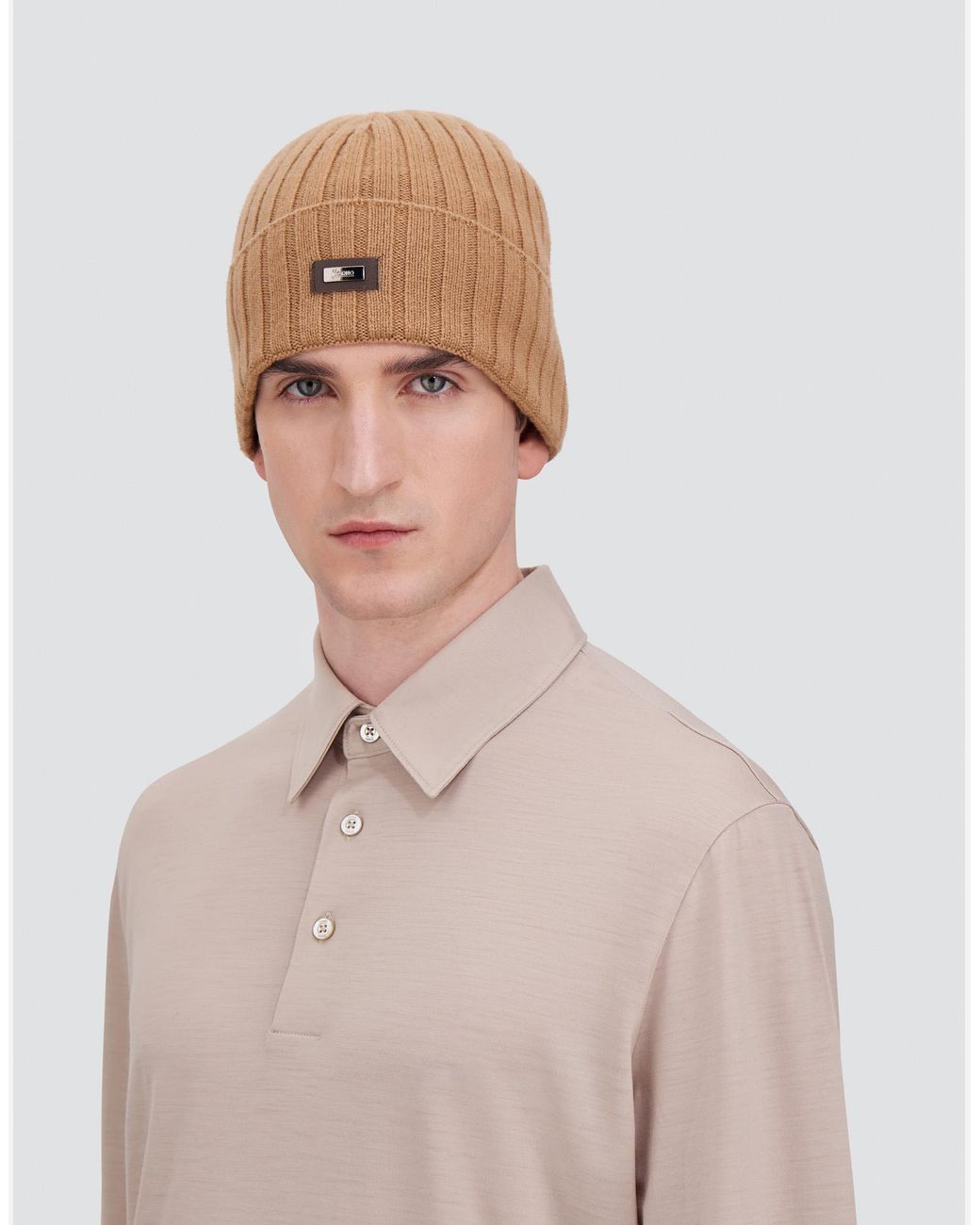 Herno Natural English Rib Cashmere Beanie for men